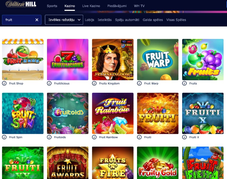 William Hill augļu spēļu automāti