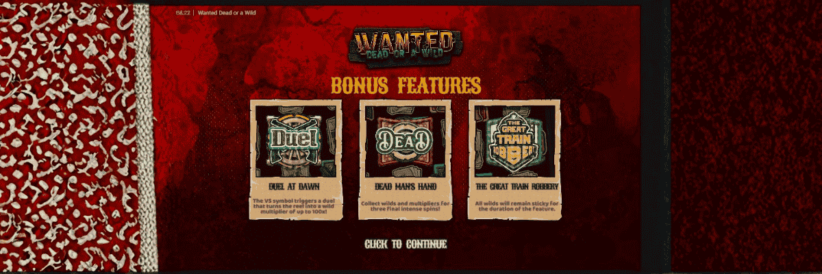 Wanted Dead or a Wild Bonusa Funkcijas